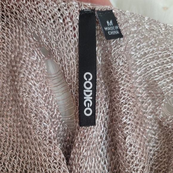 Codigo Mesh Distressed Metallic VNeck Sleeveless Open Front Dress - Picture 9 of 16